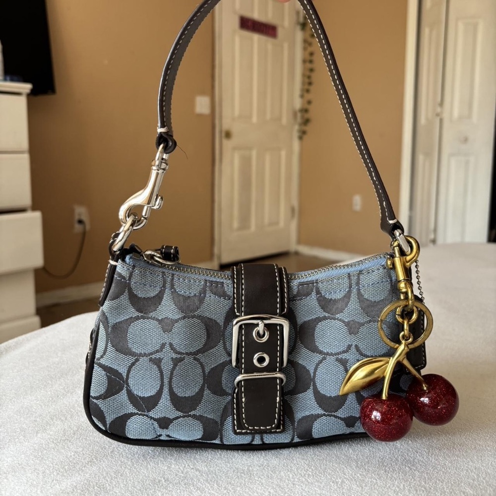 Coach Mini Bag in Gray with Cherry Charm
